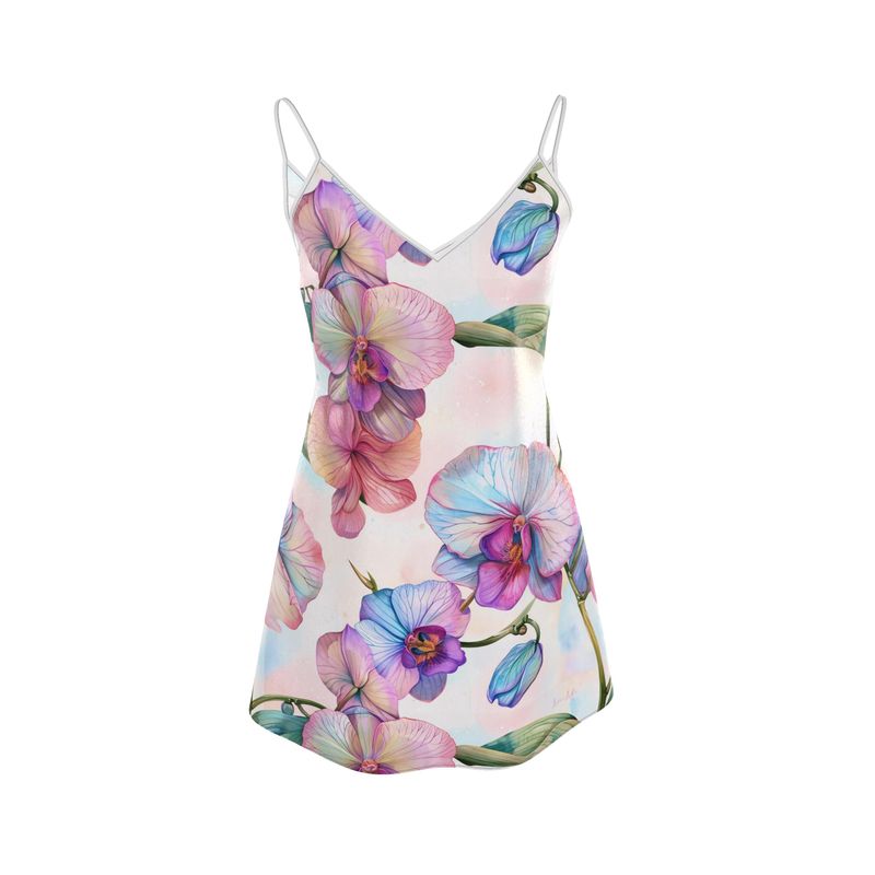 Orchid Bloom - Mini Silk Dress