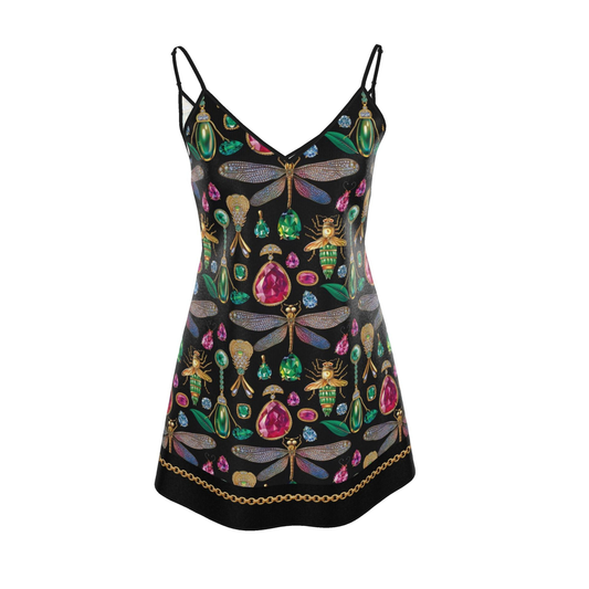 Jewel Noir -Silk Mini Slip Dress — Designer Resort Wear