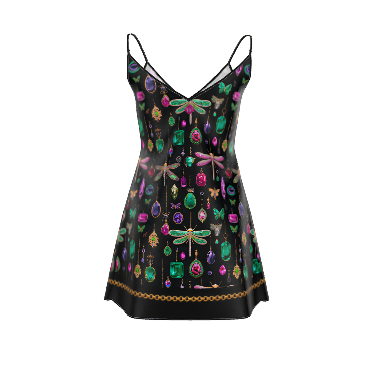 Jewel Noir -Silk Mini Slip Dress