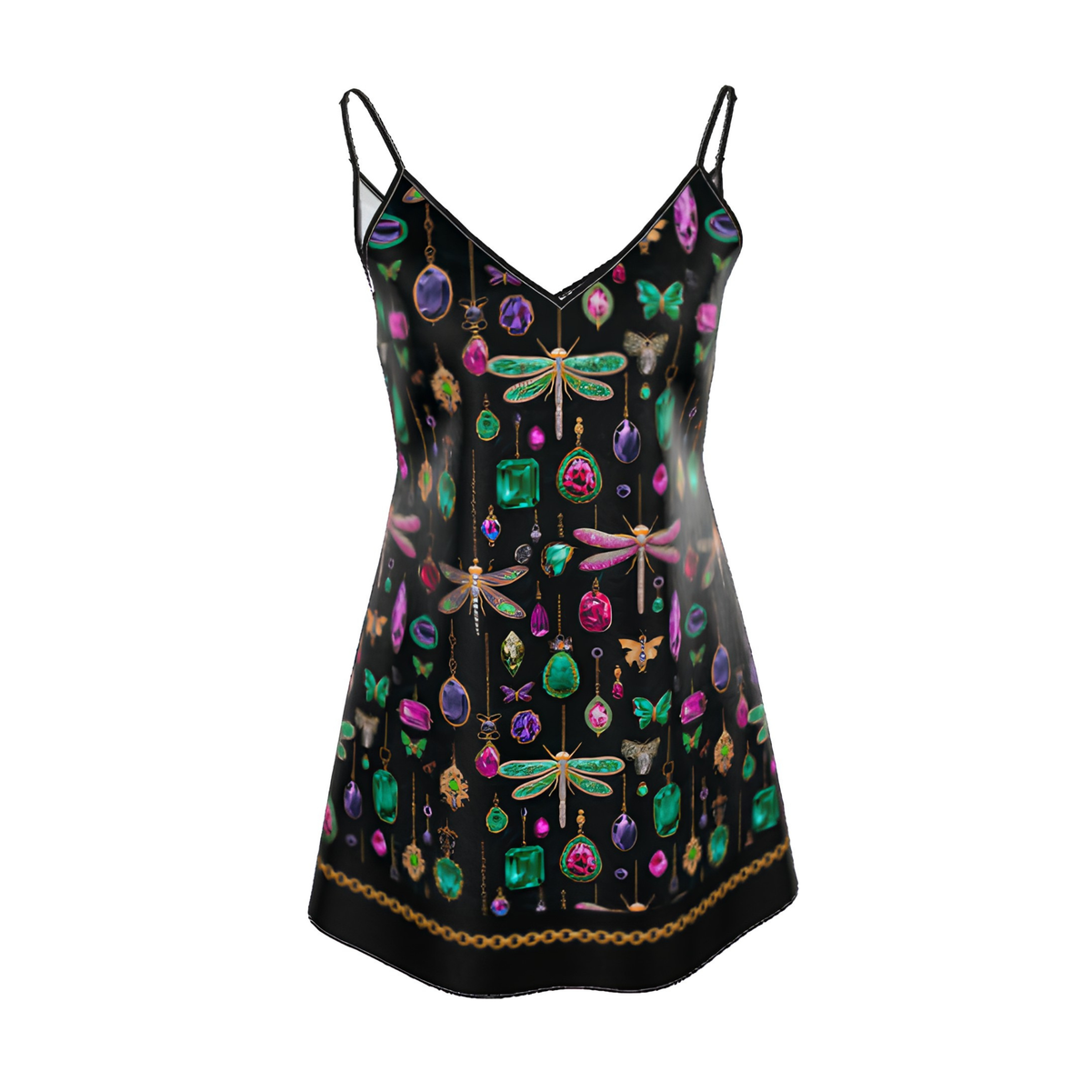 Jewel Noir -Silk Mini Slip Dress