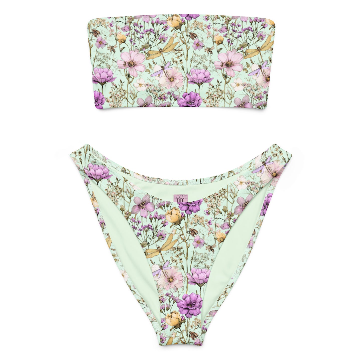 Dragonfly Mint Bandeau Bikini Set
