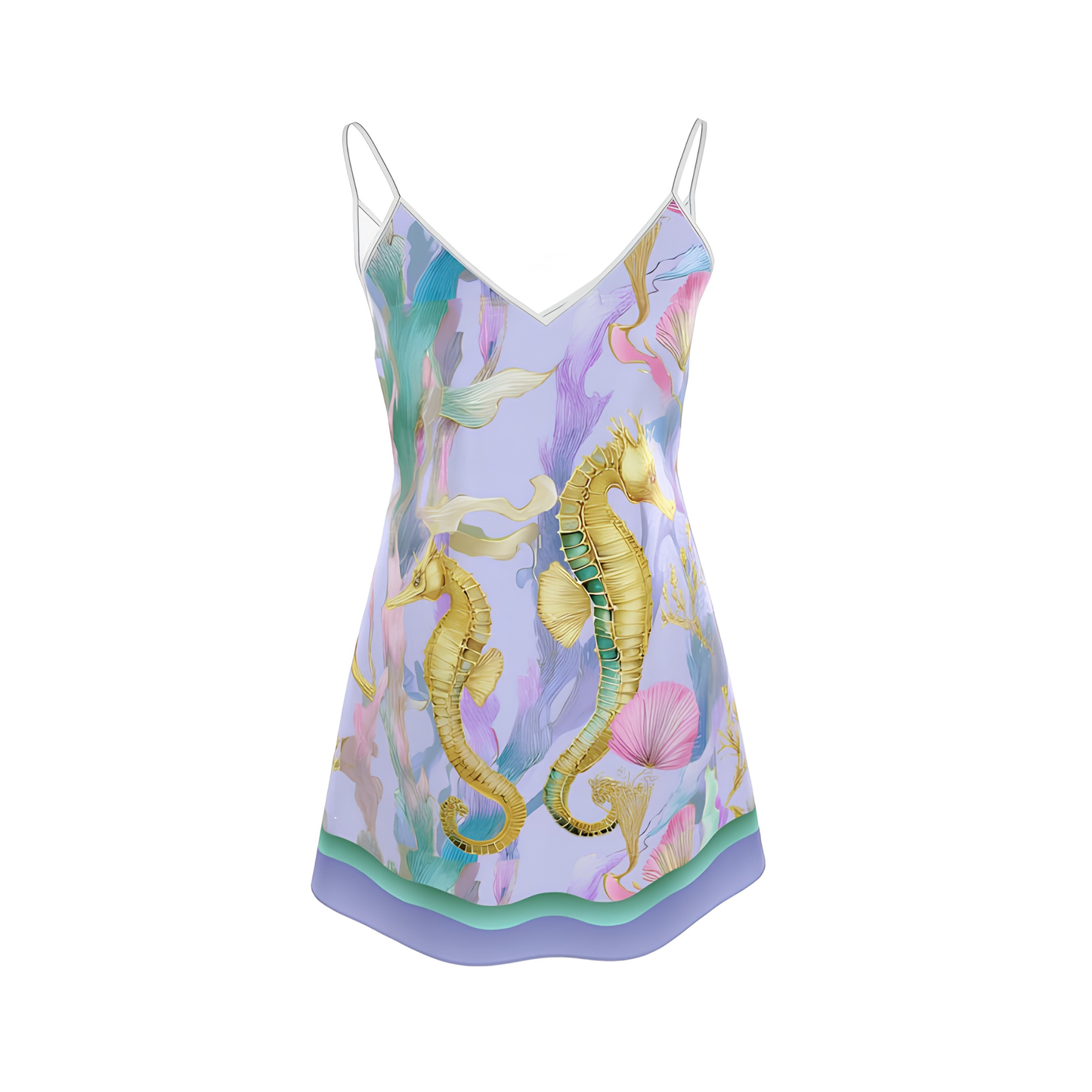 Seahorse Reverie - Mini Silk Dress